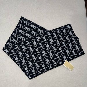 NWT MICHAEL KORS Signature Logo Scarf Black and Silver